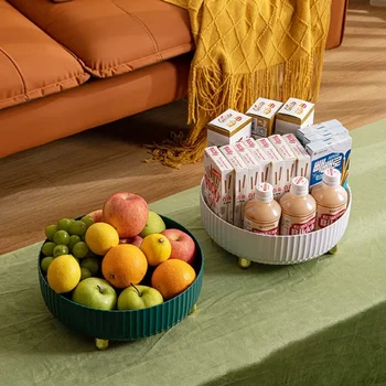 Вращающаяся полка для фруктов с приправами карамельного цвета, коробка для хранения косметики и отделочных материалов, круглый стол, многофункциональный бытовой ящик для хранения