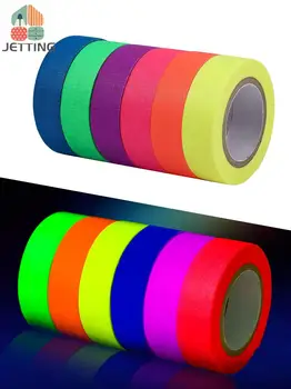 6 рулонов УФ-Черной Реактивной Ленты Gaffer Tape Neon Spike Tape Цветная Клейкая Лента 15 мм x 5 м Для Художественной Маркировки Светящихся Вечерних Принадлежностей
