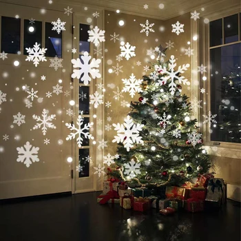 Светодиодный Лазерный Проектор Snowflake White Snowstorm Stage Light С Дистанционным Управлением Водонепроницаемый Домашний Праздничный Новогоднее Рождественское Украшение