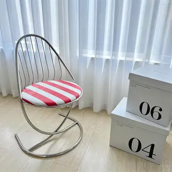 Современный Минималистичный Обеденный стул из полосатой кожи и нержавеющей стали Nordic Restaurant Light Luxury Ins Celebrity Chair