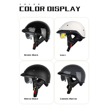 Мотоциклетный полушлем D7WD с открытым лицом, ретро-бейсболка, скутер, мопед, реактивный шлем, шляпа 1