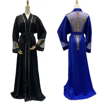 Длинные платья Abaya Robe Boubou для африканских женщин, роскошное вечернее платье-кардиган с бриллиантами, расшитое бисером, Дубайский мусульманский кафтан, одежда