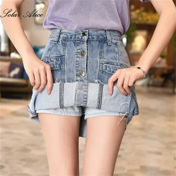 Бесплатная доставка 2021, женские весенне-летние джинсовые брюки-кюлоты с защитой от выцветания, большого размера, тонкая короткая юбка трапециевидной формы