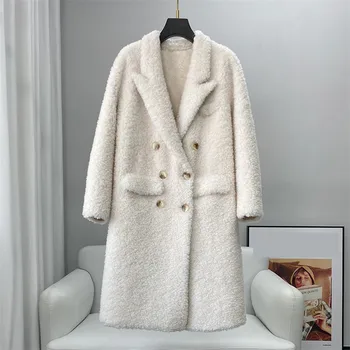 Теплая Куртка для Стрижки Овец PUDI из натуральной мягкой шерсти Горячая Распродажа Длинное Пальто с мехом Леди CT2138