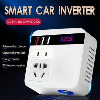 Автомобильный инвертор постоянного тока от 12 В до 110 В Мощностью 150 Вт, источник питания прикуривателя, инверторный адаптер с USB-зарядным устройством, быстрая зарядка для автомобилей