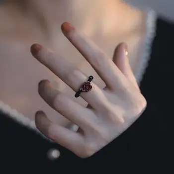 Винтажное кольцо с розой из бисера для женщин, модные эффектные кольца для девочек, открытые Регулируемые кольца на палец, Крутые сладкие кольца для вечеринок 1