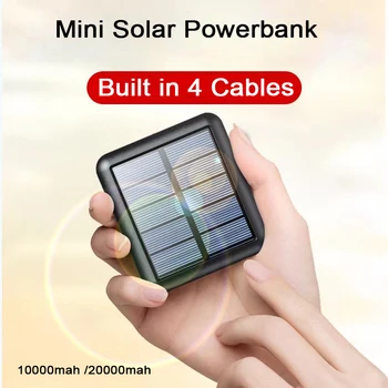 20000 мАч Портативный банк солнечной энергии Для зарядки Poverbank для iPhone 14 Xiaomi Внешнее зарядное устройство Сильная светодиодная подсветка Двойной USB 0