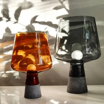 Промышленная настольная лампа постмодернистский дизайн бетонной лампы Скандинавская Дымчато-серая стеклянная лампа LED E27 Прикроватное освещение комнаты