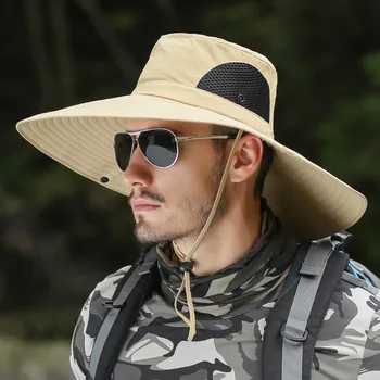 Летние солнцезащитные шляпы UPF50 + для женщин, мужчин, Походная рыболовная шляпа с длинными широкими полями, уличные дышащие рыбацкие кепки, мужская панама