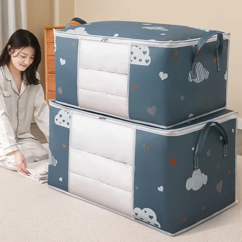 Вместительная сумка для хранения одеял с ручками, Складной органайзер в шкафу, контейнер для хранения одежды / одеяла / стеганых одеял /подушки