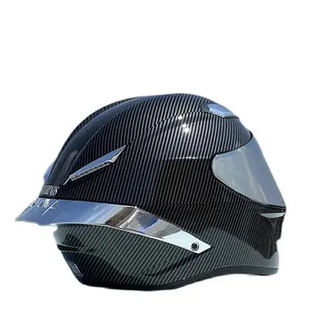 Одобренный DOT Женский и Мужской Полнолицевой Безопасный Шлем Гоночный Мотоциклетный Шлем Casco Casque Оригинальный Серебристо-Карбоновый Шлем Firber 1