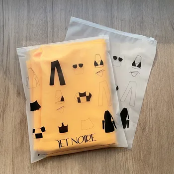Пластиковые пакеты с логотипом на заказ для одежды из матового ПВХ на молнии, сумки для одежды на заказ, бикини на молнии для упаковки