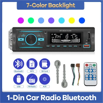 1Din Автомобильный Радиоприемник Bluetooth MP3-Плеер Авто Аудио Стерео FM USB SD AUX-in ИК-пульт Дистанционного Управления Зарядкой 7-Цветная Подсветка 12V