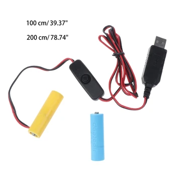 Устройство для удаления батареек типа АА от USB до 3 В Замените 2 батарейки типа АА для зубной щетки, лампы, игрушки, муляжа батарейки типа АА с переключателем