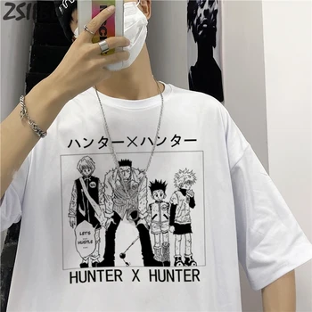 Аниме Топы Harajuku Мужская футболка Cool Hunter X Hunter Killua Zoldyck С принтом Унисекс, Футболка с коротким рукавом, мужская Уличная футболка