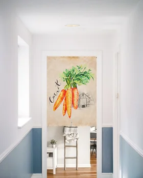 Винтажная текстурированная фермерская морковь, японская дверная занавеска, шторы для кухонной перегородки, вход в кафе, ресторан, подвесная полупрозрачная занавеска 1