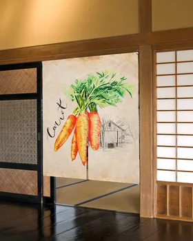 Винтажная текстурированная фермерская морковь, японская дверная занавеска, шторы для кухонной перегородки, вход в кафе, ресторан, подвесная полупрозрачная занавеска 2