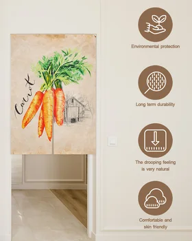 Винтажная текстурированная фермерская морковь, японская дверная занавеска, шторы для кухонной перегородки, вход в кафе, ресторан, подвесная полупрозрачная занавеска 4