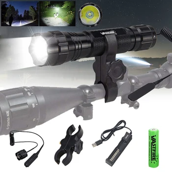 2000LM 501B Led Weapon Gun Light Белый Тактический охотничий фонарик + Крепление для страйкбола с оптическим прицелом + Дистанционный переключатель + 18650 + зарядное устройство