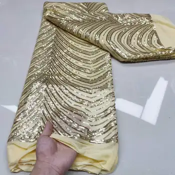 2023 Африканская кружевная ткань с 3D пайетками Золотое Высококачественное Кружево Французский Тюль Кружевная ткань Нигерийские кружевные ткани для платья