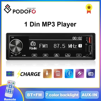 Podofo 1din MP3-Плеер FM-Автомагнитола Handfree AUX EQ Универсальная Регулировка 1 DIN Автомобильного Стереоприемника Головного Устройства Для Nissan Honda KIA