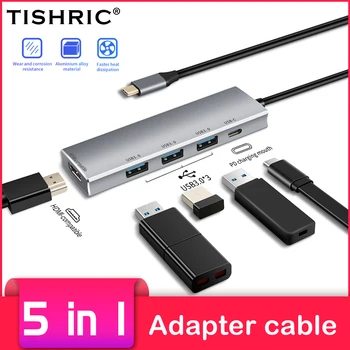 TISHRIC 6 В 1 Type C Мультиразветвитель Адаптер RJ45 100/1000 М PD VGA USB 3,0 USB C КОНЦЕНТРАТОР Док-станция для Macbook Pro/Air/Huawei Mate/Lenovo 2
