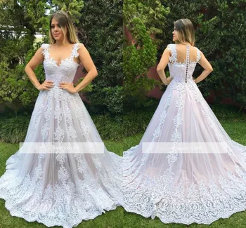Красивое свадебное платье Винтажного силуэта с аппликациями, Длинное свадебное платье в стиле Кантри-Сад, сшитое на заказ, плюс Размер
