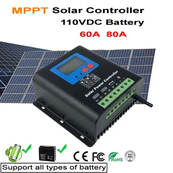60A 110V 120V MPPT Контроллер Заряда Солнечной Батареи, 110V или 120V Регулятор Заряда Батареи 25A для Модулей Фотоэлектрических Солнечных Панелей мощностью 7000 Вт, Светодиодного и ЖК-дисплея