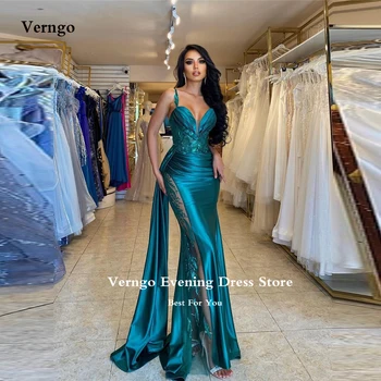 Вечерние платья Verngo Sexy Hunter Green Mermaid на бретельках, Милая, Дубай, Арабские Женщины, Вечерние платья для выпускного вечера, Vestido de fiesta