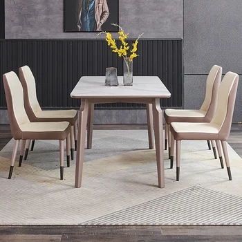 Итальянский гастрономический стол и стул Fengyan сочетание легкого экстравагантного современного простого прямоугольного домашнего обеденного стола из массива дерева