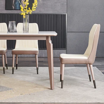 Итальянский гастрономический стол и стул Fengyan сочетание легкого экстравагантного современного простого прямоугольного домашнего обеденного стола из массива дерева 2