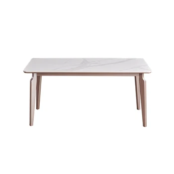 Итальянский гастрономический стол и стул Fengyan сочетание легкого экстравагантного современного простого прямоугольного домашнего обеденного стола из массива дерева 4