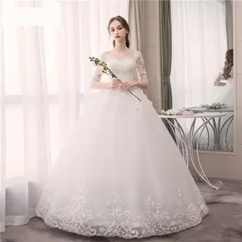 Кружевное свадебное платье с коротким рукавом, Новое бальное платье на шнуровке, свадебные платья принцессы с роскошными аппликациями, Vestido De Noiva
