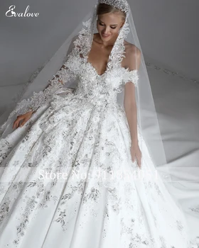 Романтичное бальное платье с лифом в виде сердечка, свадебное платье 2023, Нежные аппликации, расшитое бисером, атласное свадебное платье принцессы. 4