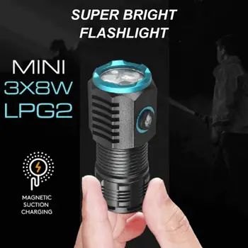 Практичный светодиодный фонарик с высокой яркостью, перезаряжаемый светодиодный фонарик для кемпинга на открытом воздухе с магнитом на хвосте