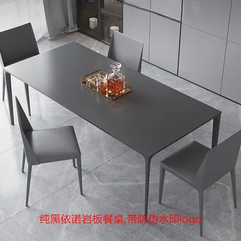 Обеденный стол Rock Plate из алюминиевого сплава, обеденный стол Rock Plate Home Inno White, Минималистичный обеденный стол в итальянском стиле, расческа для стульев 4