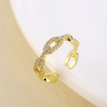 Классическая спиральная цепочка Открытые кольца для женщин Медь Циркон Геометрический поворот Обернутое Кольцо для пары Свадебный Эстетический Ювелирный подарок