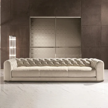 Итальянский роскошный и минималистичный диван из воловьей кожи villa в американском стиле с прямым рядом