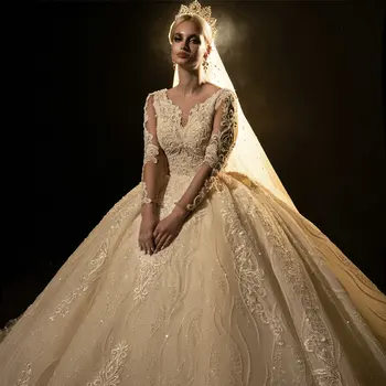AM1183 Бальное платье с длинными рукавами, свадебное платье 0