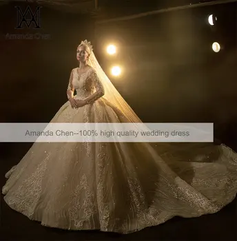 AM1183 Бальное платье с длинными рукавами, свадебное платье 1