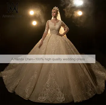AM1183 Бальное платье с длинными рукавами, свадебное платье 3