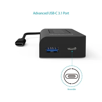 dodocool USB-C-SuperSpeed 4-Портовый Концентратор USB 3.0 с входом USB Type-C, Зарядным Портом и Подачей питания для Ноутбука MacBook 1