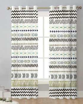 Богемные минималистичные линии занавесок Тюлевые занавески для гостиной Обработка кухонных окон Вуалевые занавески