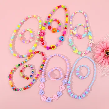 Детский браслет Makersland с цветами из бисера, Красочное акриловое ожерелье с цветами, наборы детских украшений для девочек Оптом