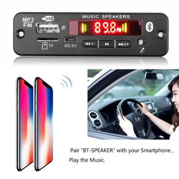 40 Вт kebidu Bluetooth 5,0 MP3-плеер Плата Декодера 2*20 Вт 12 В Усилитель FM-радио TF USB AUX Модуль Bluetooth Приемник Автомобильный комплект 5