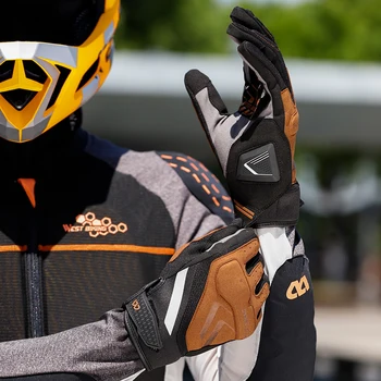Мотоциклетные перчатки WEST BIKING Мотоциклетные велосипедные перчатки с полным пальцем, велосипедные перчатки с сенсорным экраном, светоотражающие, дышащие для занятий спортом