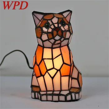 Настольные лампы WPD Tiffany, современный светодиодный светильник с собачьим абажуром, креативный для домашнего прикроватного украшения