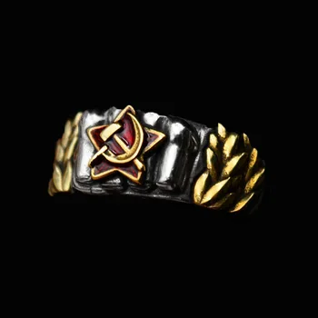 Винтажное серебряное кольцо Железного кулака с красной звездой в стиле хип-хоп, панк, Открытое кольцо, мужское индивидуальное кольцо, Банкетные украшения