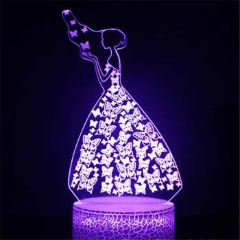 Бабочка 3D Иллюзионная лампа 7/16 цветов, меняющая сенсорный датчик, Дистанционное животное, светодиодный ночник, Декор для спальни, Подарки для девочек и детей 5
