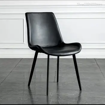 Кожаные обеденные стулья с черными металлическими ножками, обеденные стулья современного роскошного дизайна для гостиной, мебель для дома Silla в скандинавском минимализме GXR45XP